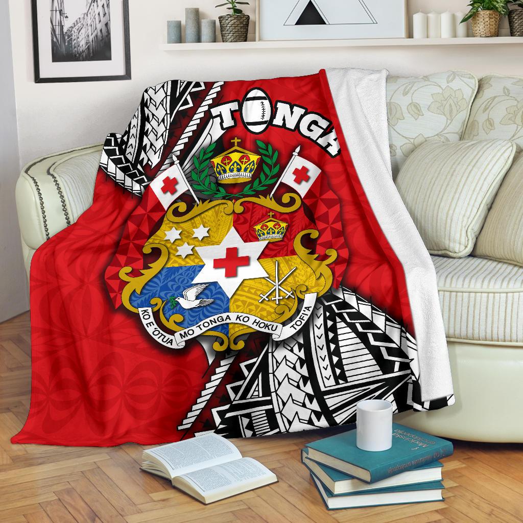 Tonga Rugby Premium Blanket Polynesian Style Pinwheel White - Polynesian Pride