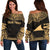 Tokelau Polynesian Chief Custom Personalised Women's Off Shoulder Sweater - Gold Version Gold - Polynesian Pride