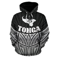 Tonga Polynesian Zip up Hoodie Black Pride Map and Seal - Polynesian Pride
