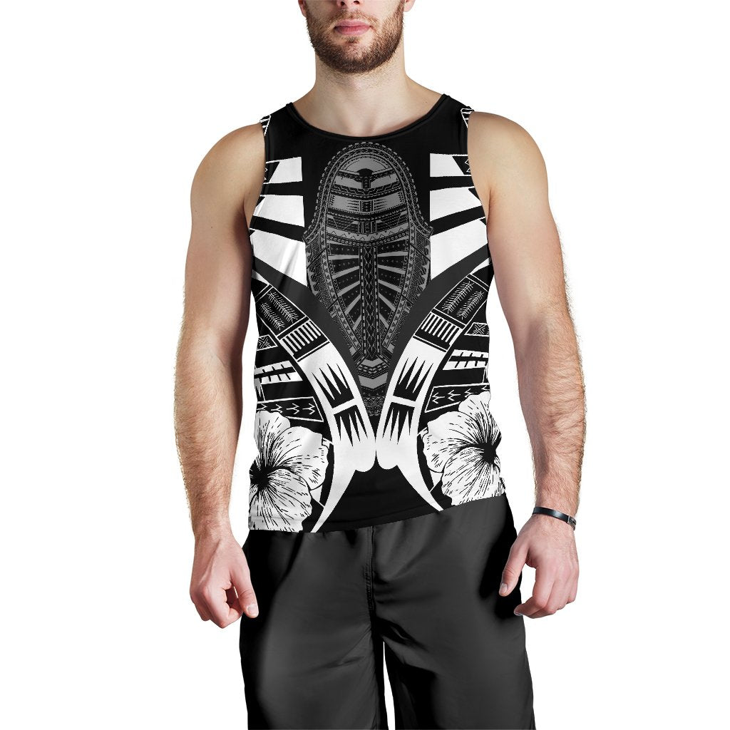 Polynesian Tattoo Men Tank Top Hibiscus K9 Black - Polynesian Pride