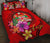 Fiji Polynesian Quilt Bed Set - Floral With Seal Red Red - Polynesian Pride