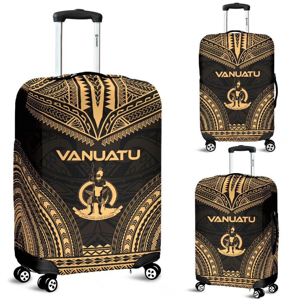 Vanuatu Polynesian Chief Luggage Cover - Gold Version Gold - Polynesian Pride