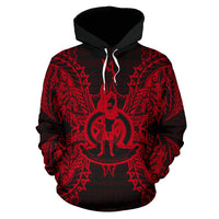 Vanuatu Polynesian ll Over Hoodie Map Red - Polynesian Pride