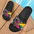 Tokelau Slide Sandals - Turtle Floral Black - Polynesian Pride