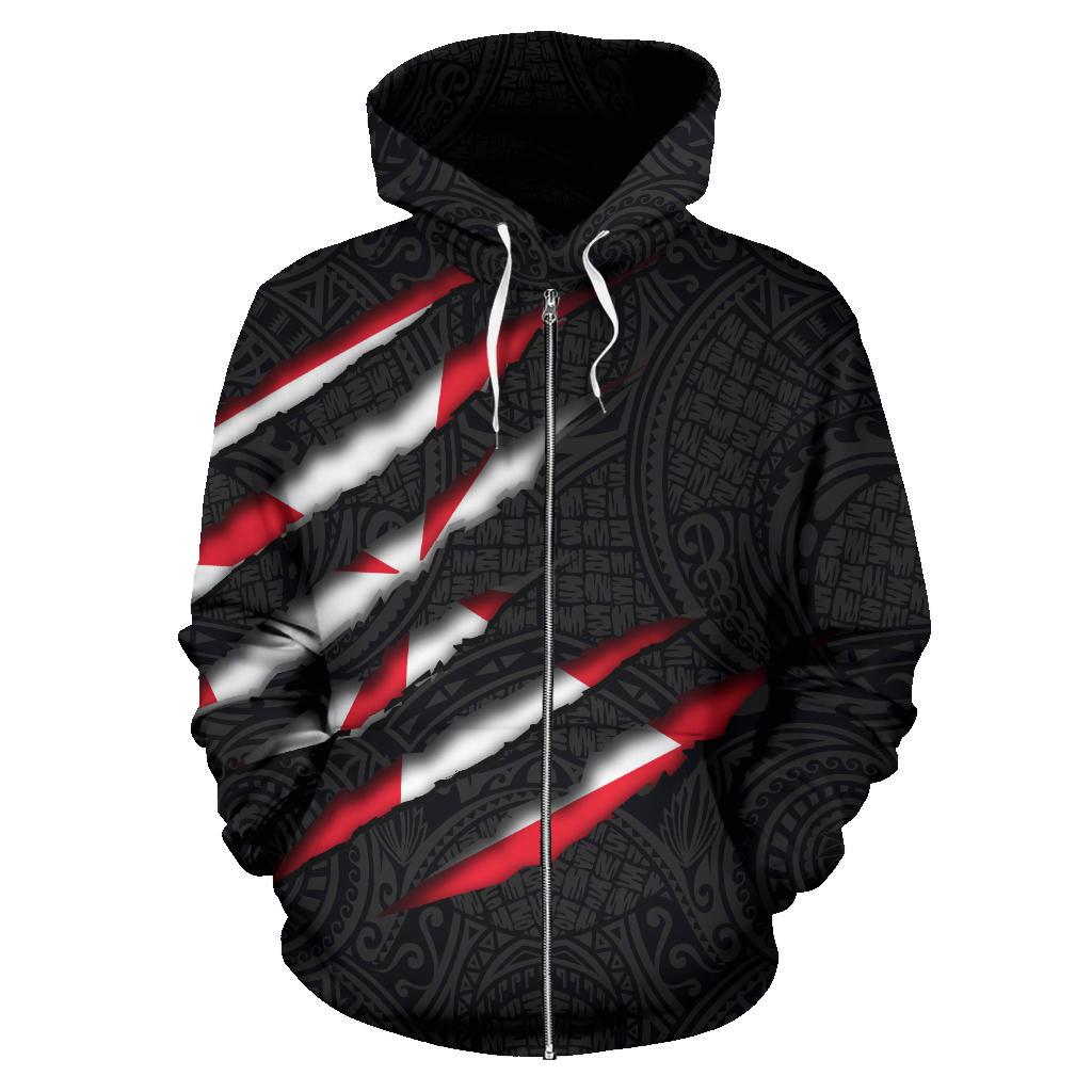 Wallis and Futuna All Over Zip up Hoodie Scratch Style - Polynesian Pride