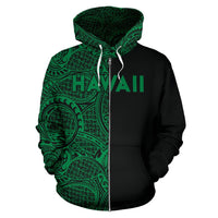 Polynesian Madame Pele Kanaka Hawaii Zip Hoodie The Half Green - Polynesian Pride