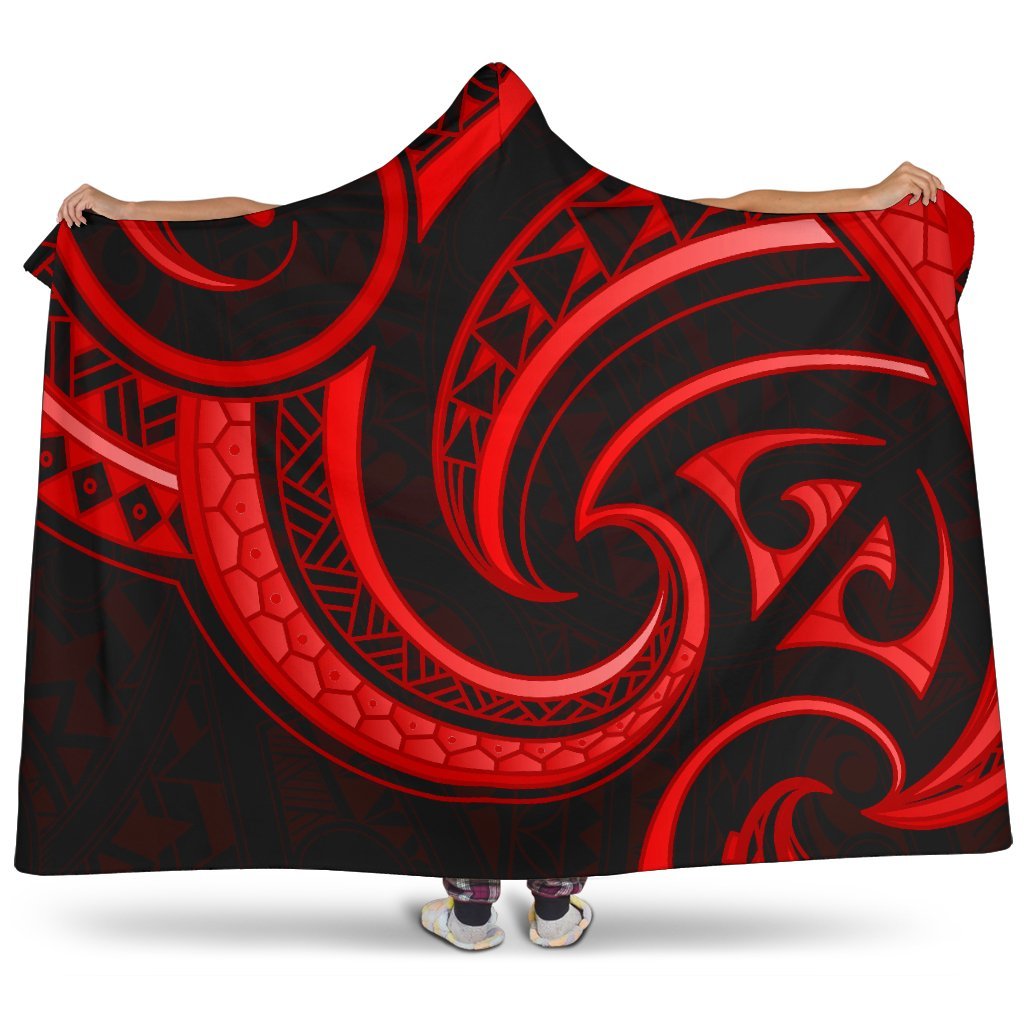 New Zealand Maori Mangopare Hooded Blanket Polynesian - Red Hooded Blanket - Polynesian Pride