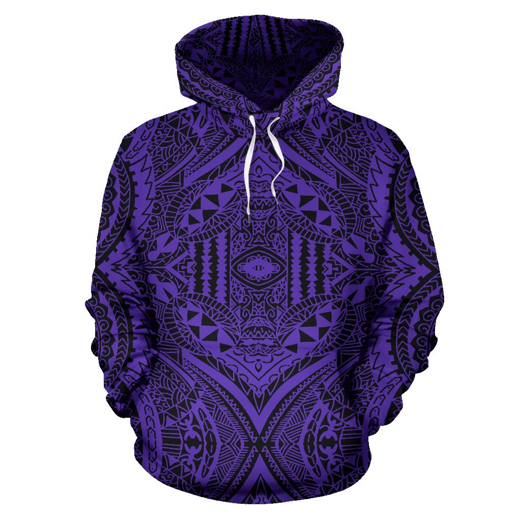 Hawaii Hoodie Polynesian Symmetry Violet Pullover Unisex Art - Polynesian Pride