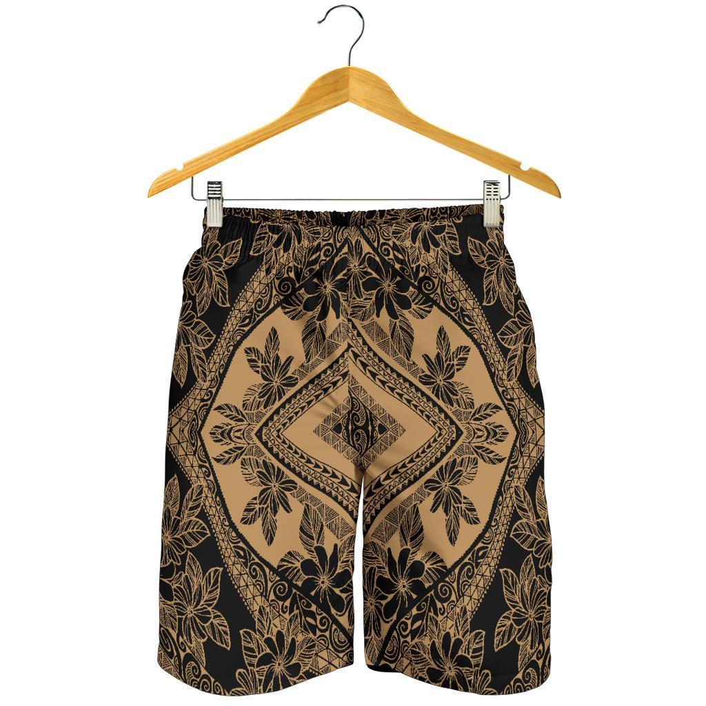 Polynesian Plumeria Mix Gold Black Men's Short - Polynesian Pride