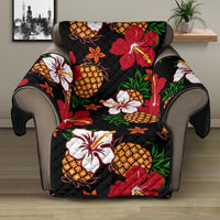 Hawaii Hibiscus Pineapple Tropical Sofa Protectors - Momi style AH Recliner 28" Black - Polynesian Pride