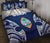 Guam Polynesian Quilt Bed Set - Pattern With Seal Blue Version - Polynesian Pride