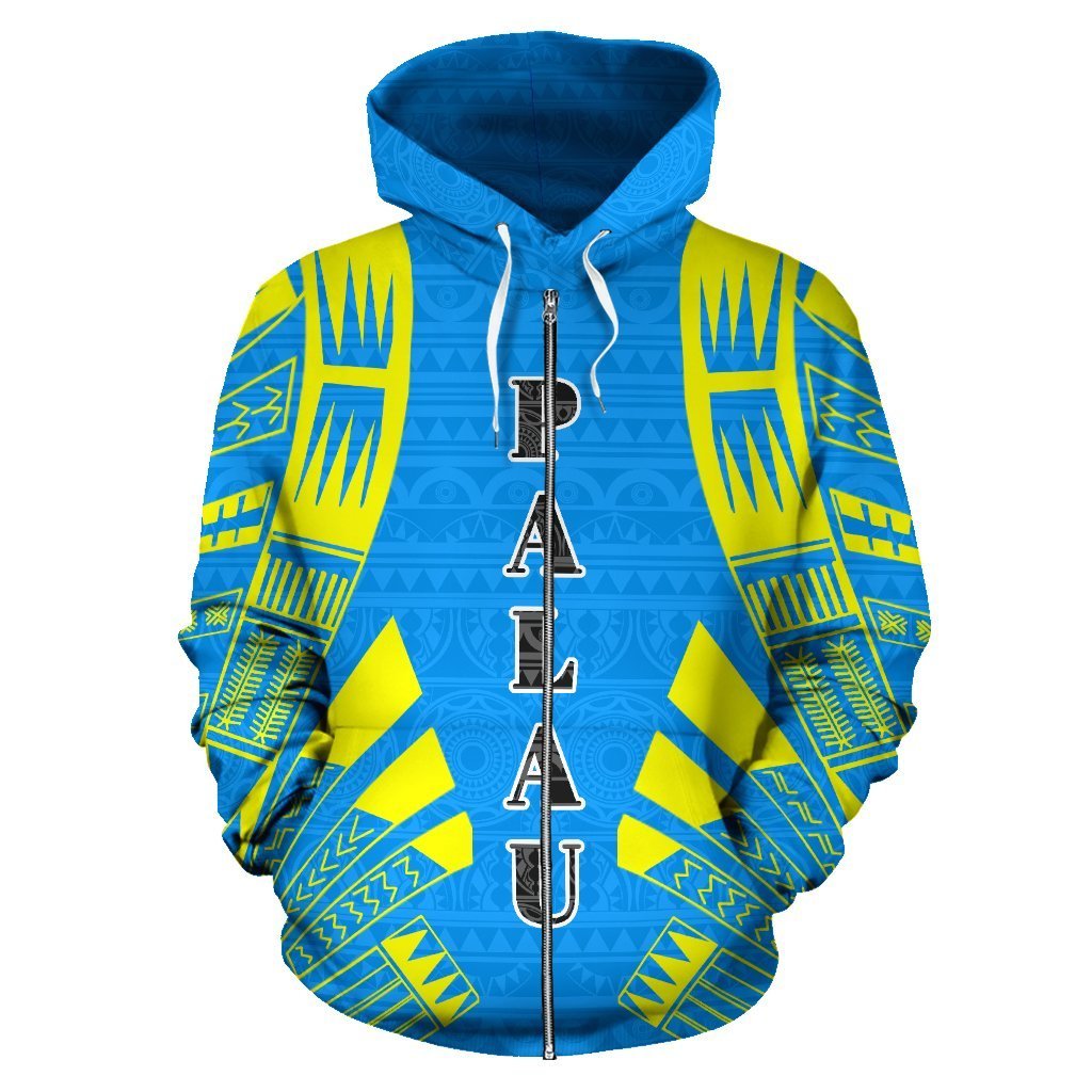 Palau All Over Zip up Hoodie Polynesian Tattoo Style - Polynesian Pride