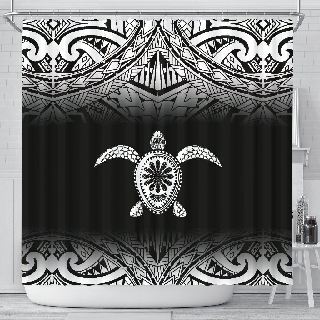 Turtle Shower Curtain - Polynesian Black Fog Style 177 x 172 (cm) Onesize - Polynesian Pride