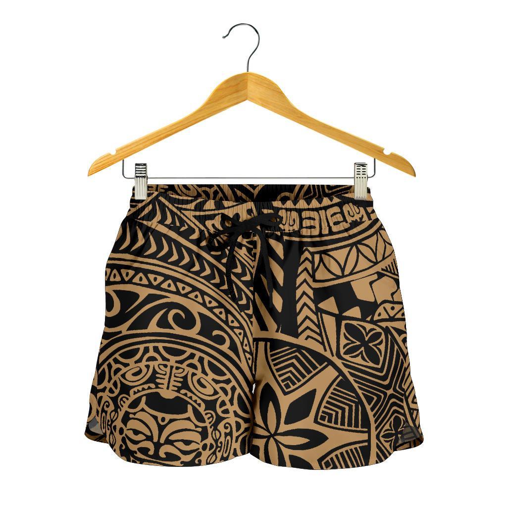 Polynesian Hawaiian Style Tribal Tattoo Gold Women's Short - Polynesian Pride