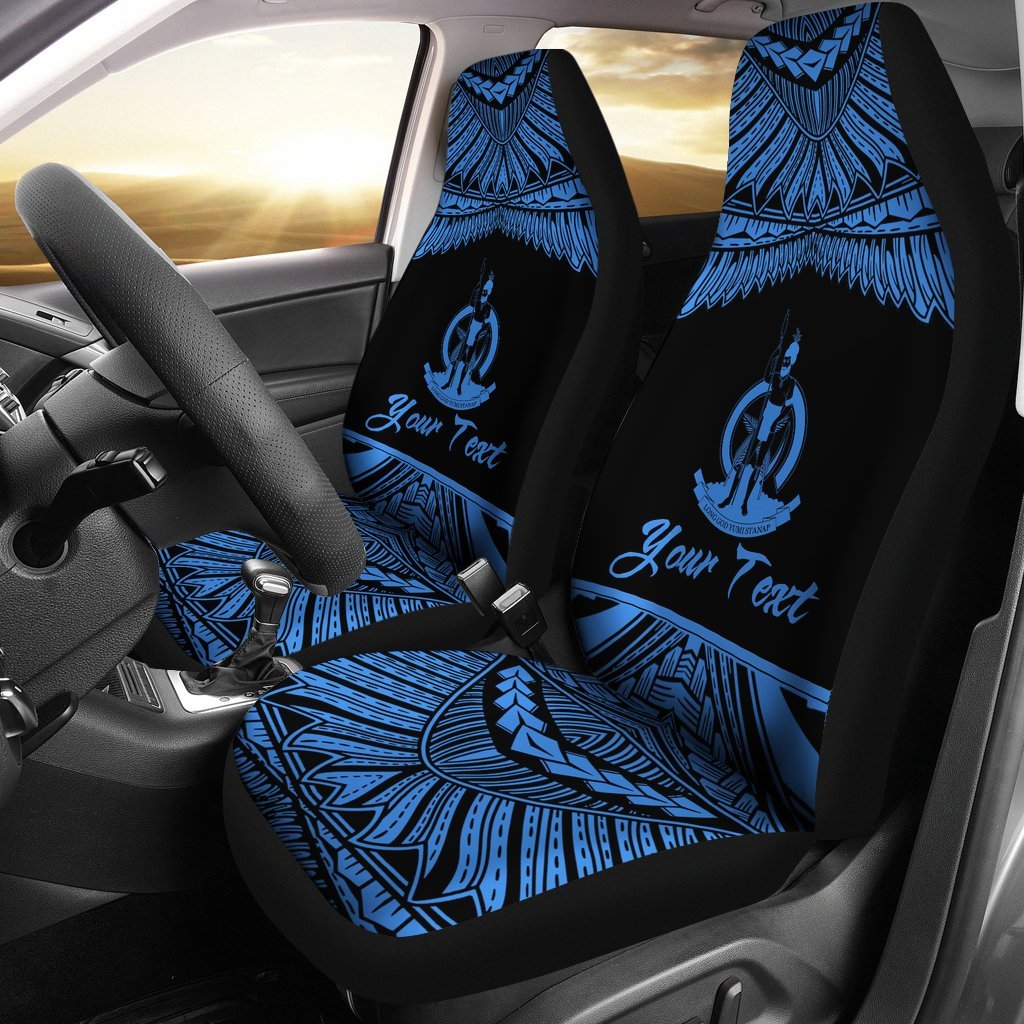 Vanuatu Polynesian Custom Personalised Car Seat Covers - Pride Blue Version Universal Fit Blue - Polynesian Pride