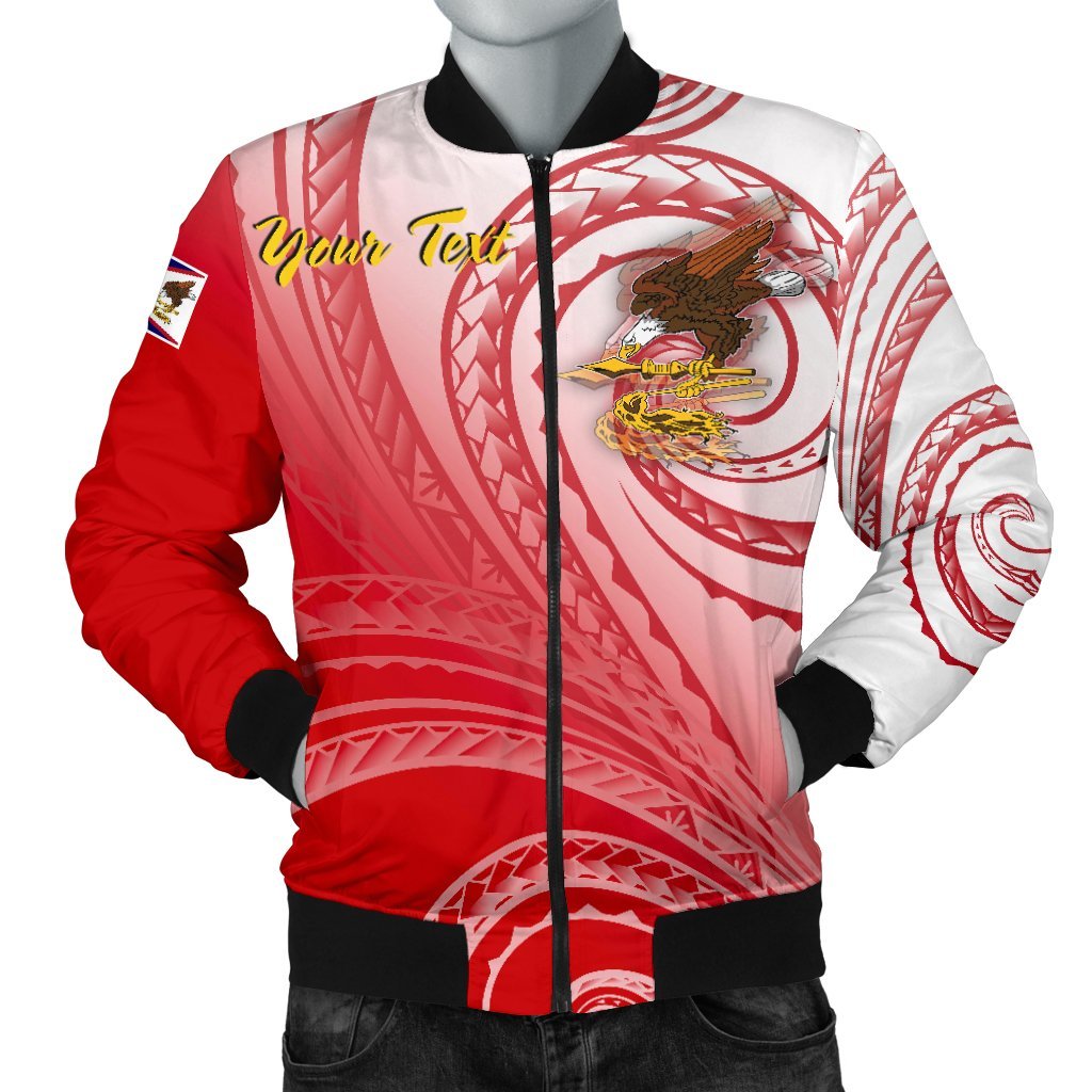 American Samoa Polynesian Custom Personalised Personalized Men's Bomber Jacket - Bald Eagle (Red) Red - Polynesian Pride