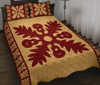 Hawaiian Quilt Pattern Guitar And Flora Quilt Bed Set - Polynesian Pride