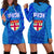 Blue Women Hoodie Dress Fiji Rugby Polynesian Waves Style Blue - Polynesian Pride