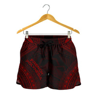 French Polynesia Women's Shorts - Polynesian Chief Red Version Women Red - Polynesian Pride