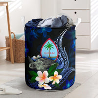 Guam Polynesian Laundry Basket - Turtle With Plumeria Flowers One Style One Size Blue - Polynesian Pride