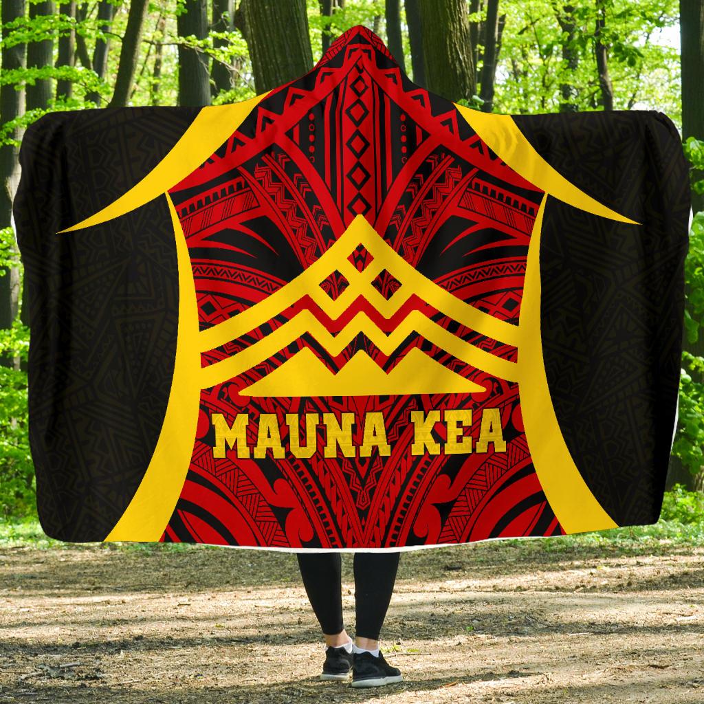 Hawaii Hooded Blanket - Protect Mauna Kea Hooded Blanket Red Yellow - Polynesian Pride