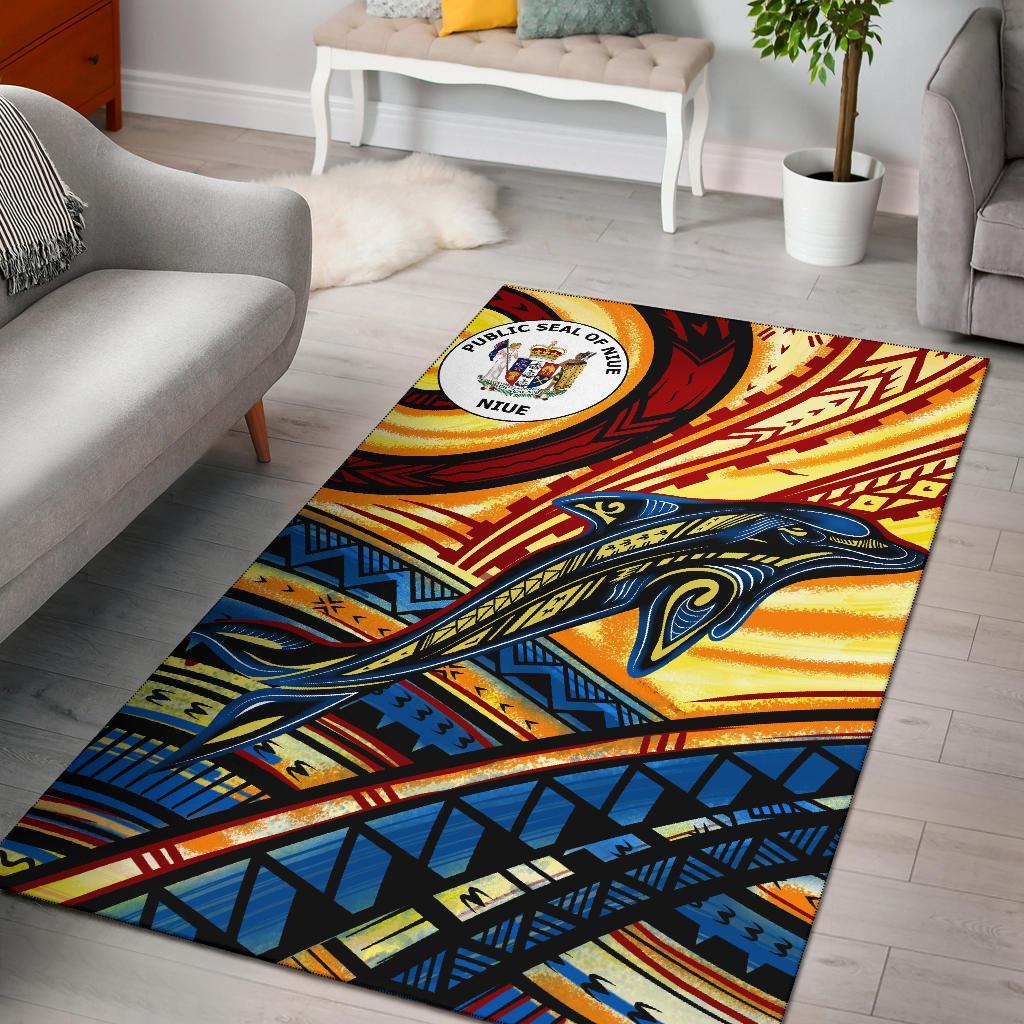 Niue Area Rug - Dolphin Surfing Yellow - Polynesian Pride