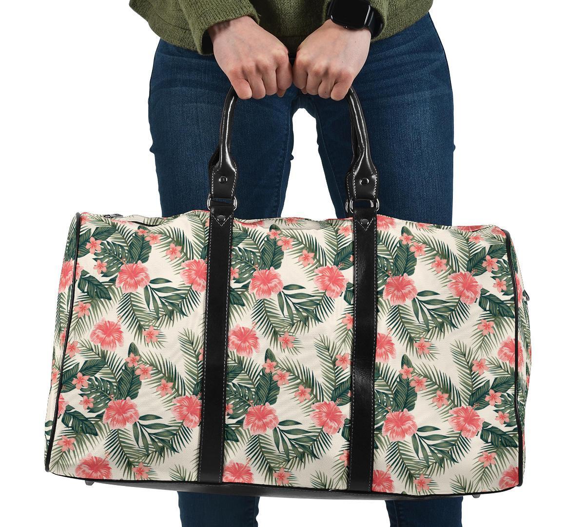 Hibiscus Plumeria Tropical Red Hawaii Travel Bag Travel Bag One size Black - Polynesian Pride