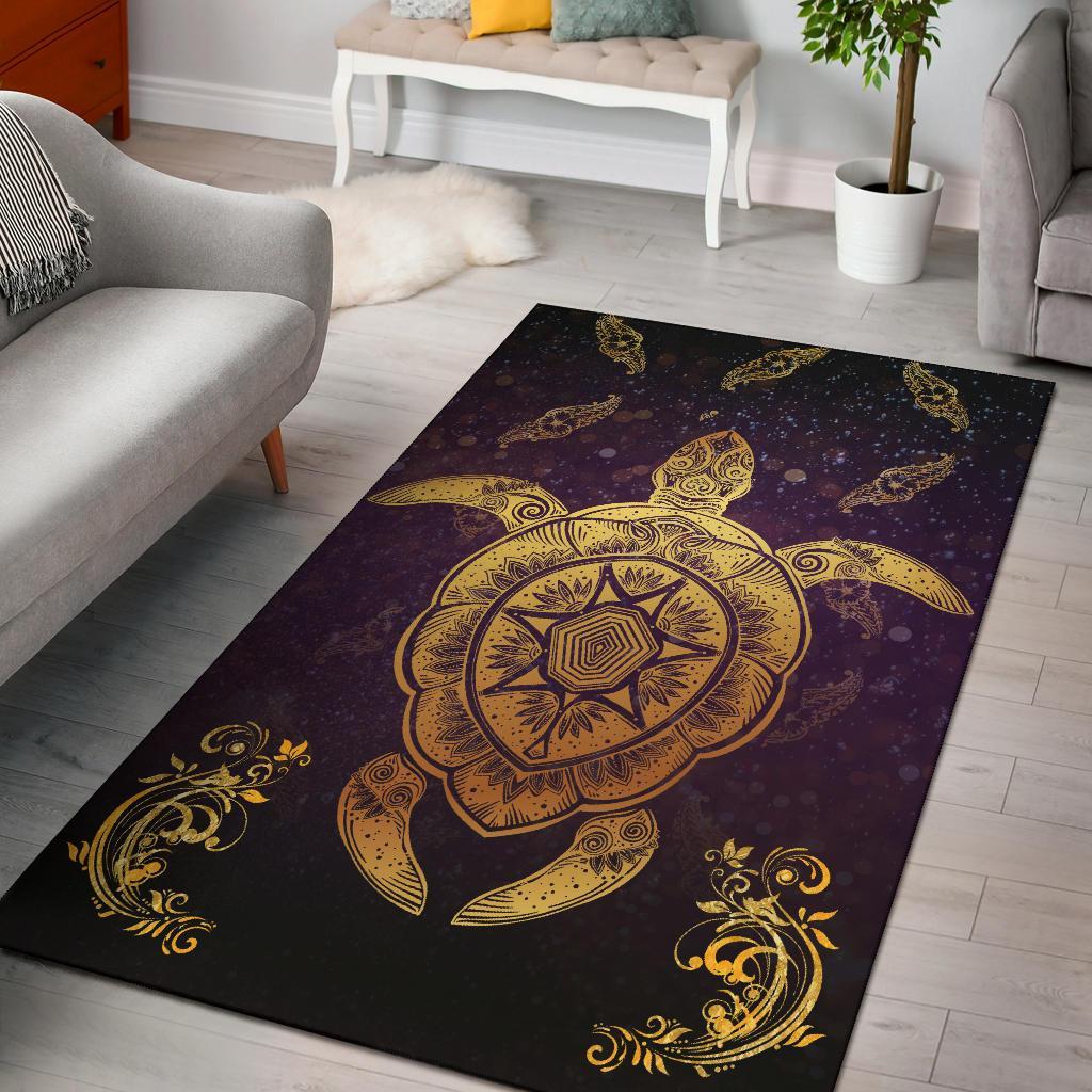 Turtle Golden Royal Area Rug AH Gold - Polynesian Pride