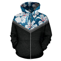 Hawaii Vintage Pattern Zip up Hoodie Youth Blue Hibiscus - Polynesian Pride