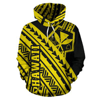 Hawaii Kanaka Polynesian Hoodie Poly Style Yellow - Polynesian Pride