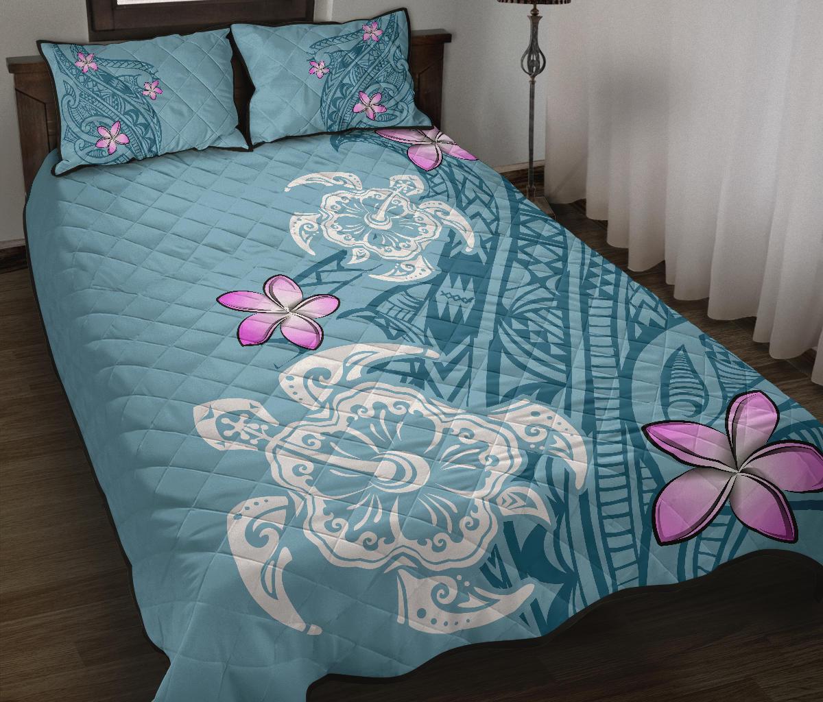 Hawaii Turtle Plumeria Polynesian Simple Quilt Bed Set - Polynesian Pride