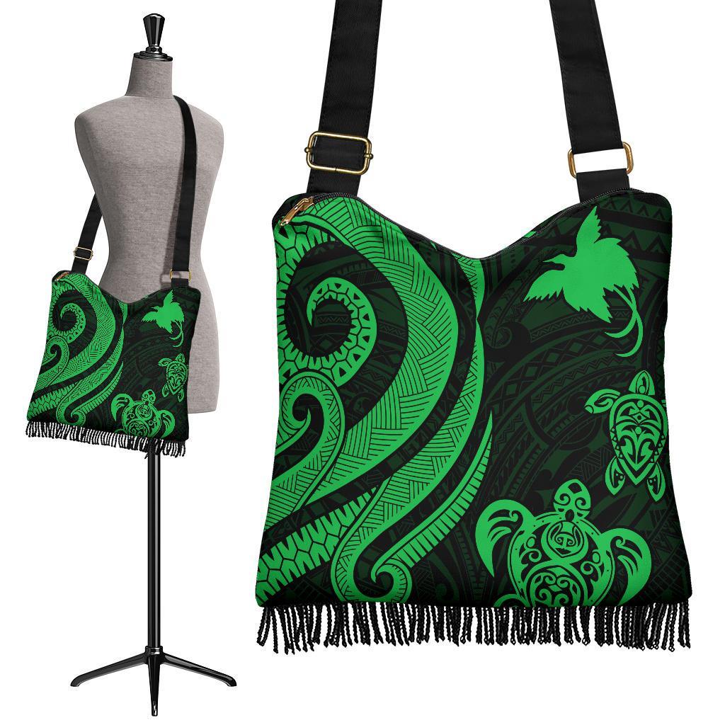 Papua New Guinea Boho Handbag - Green Tentacle Turtle Boho Handbag One Size Green - Polynesian Pride
