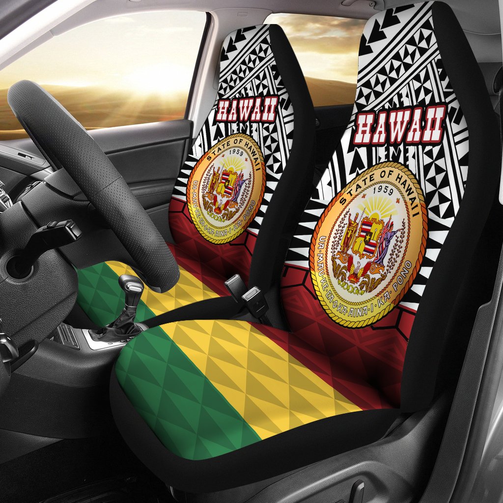 Hawaii Car Seat Covers - Hawaii Seal Version Universal Fit Black - Polynesian Pride