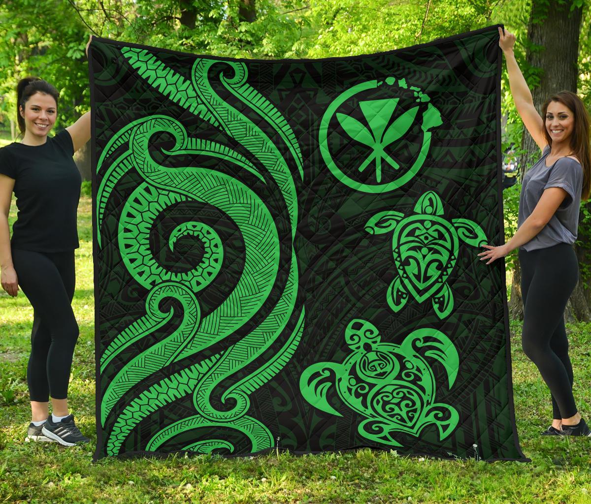 Hawaii Premium Quilt - Green Tentacle Turtle Green - Polynesian Pride