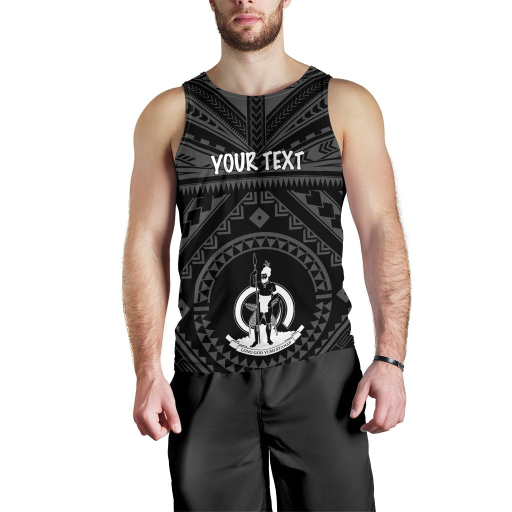 Vanuatu Personalised Men's Tank Top - Vanuatu Seal With Polynesian Tattoo Style - Polynesian Pride