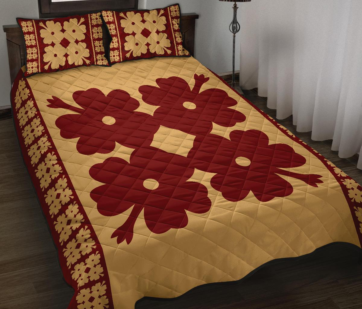 Hawaiian Quilt Pattern Petal Heart Quilt Bed Set - Polynesian Pride