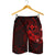 Polynesian Hawaii Kanaka Maoli Men's Shorts - Humpback Whale with Hibiscus (Red) - Polynesian Pride