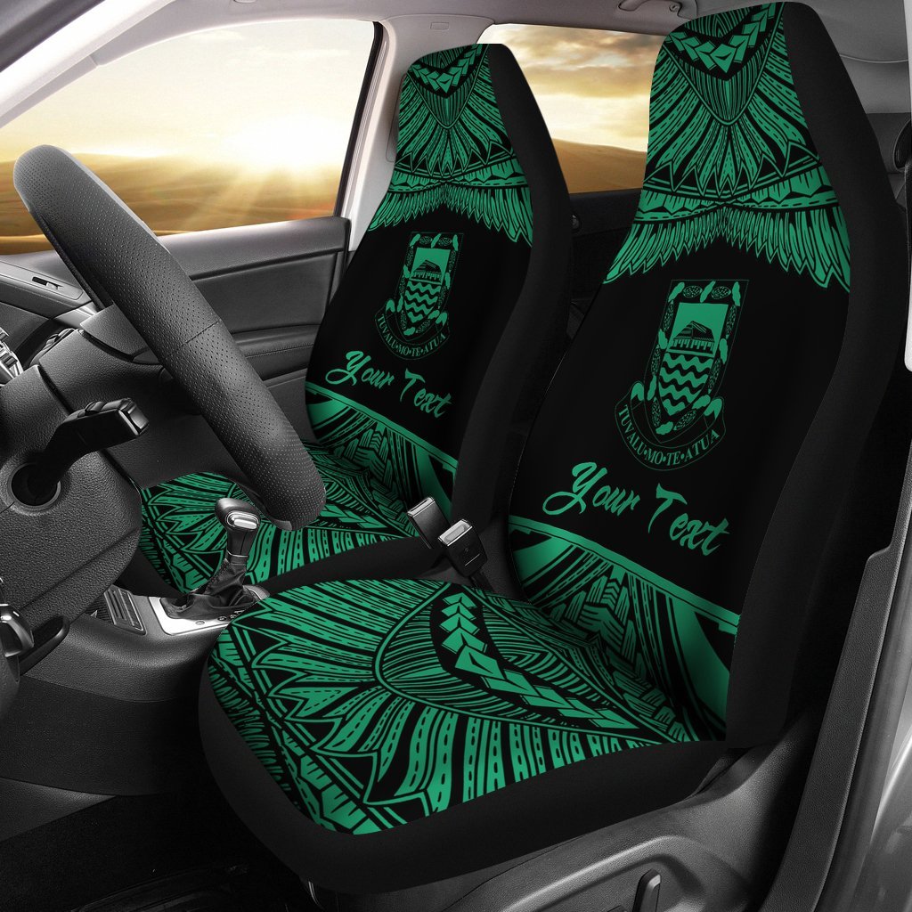 Tuvalu Polynesian Custom Personalised Car Seat Covers - Pride Green Version Universal Fit Green - Polynesian Pride