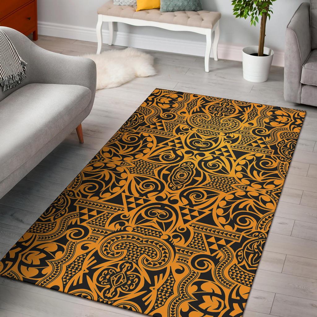 Polynesian Brown And Black Color Area Rug - Polynesian Pride