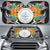 Palau Auto Sun Shades - Coat Of Arms With Tropical Flowers Auto Sun Shade - Palau Universal Fit Black - Polynesian Pride