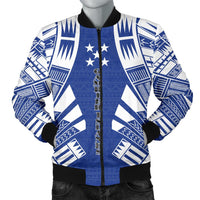 Gambier Islands Men Bomber Jackets - Polynesian Tattoo Flag White - Polynesian Pride