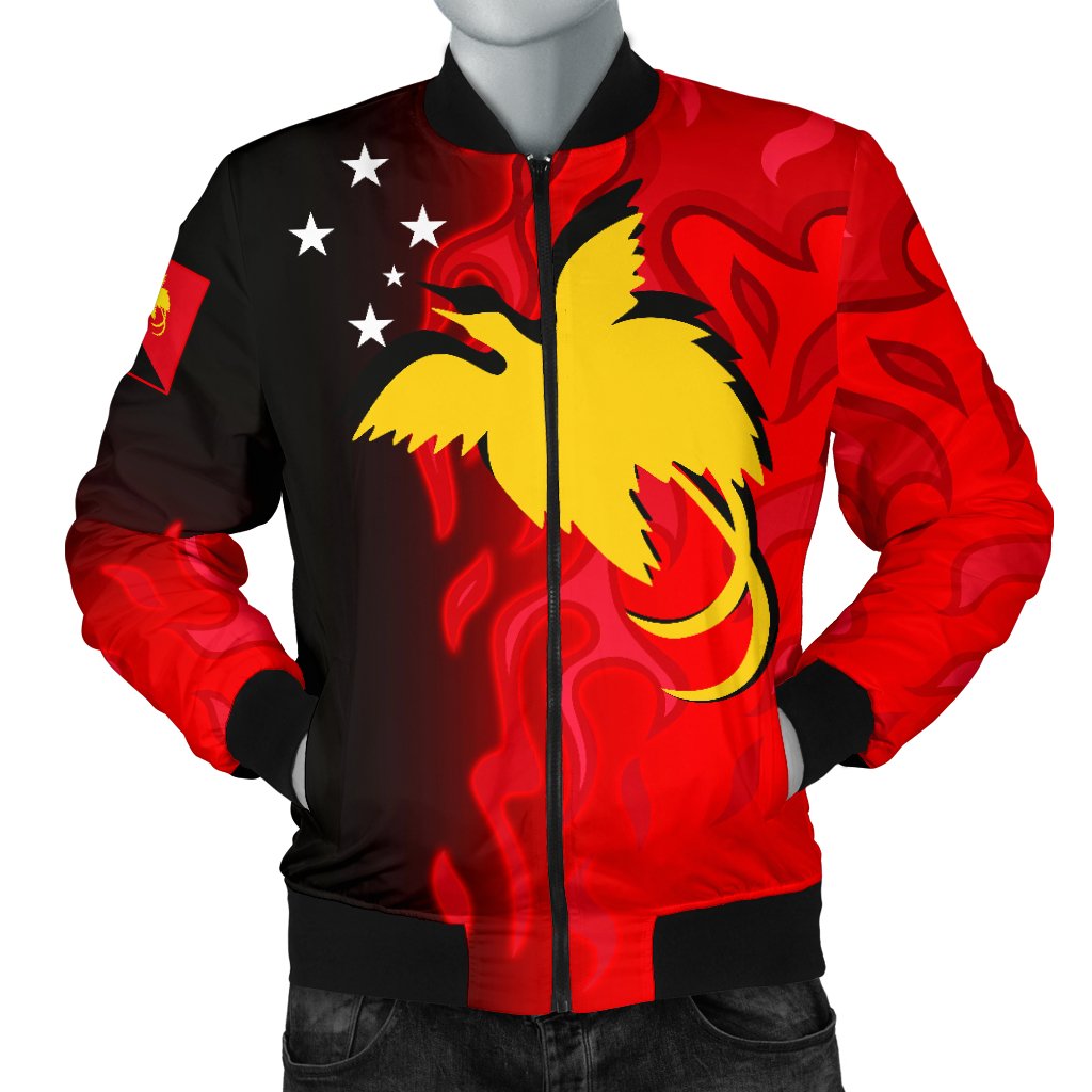 Papua New Guinea Bomber Jacket (Men) - PNG Flame Red - Polynesian Pride