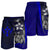 Kosrae Micronesian Men's Shorts Blue - Turtle With Hook - Polynesian Pride