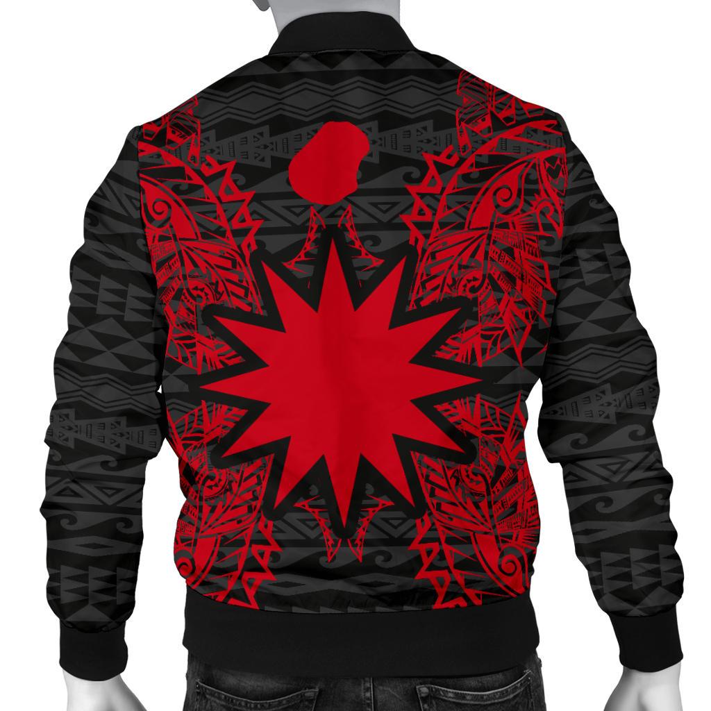 Nauru Polynesian Men's Bomber Jacket Map Red - Polynesian Pride