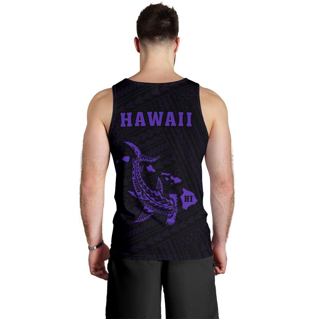 Hawaii Kakau Polynesian Hammerhead Shark Map Men's Tank Top - Purple - Polynesian Pride