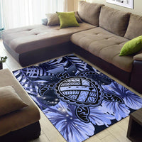 Hawaii Turtle Hibiscus Blue Rug - Hac Style - AH - Polynesian Pride
