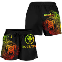 Hawaii Polynesian Personalised Women's Shorts - Vintage Polynesian Turtle (Reggae) - Polynesian Pride