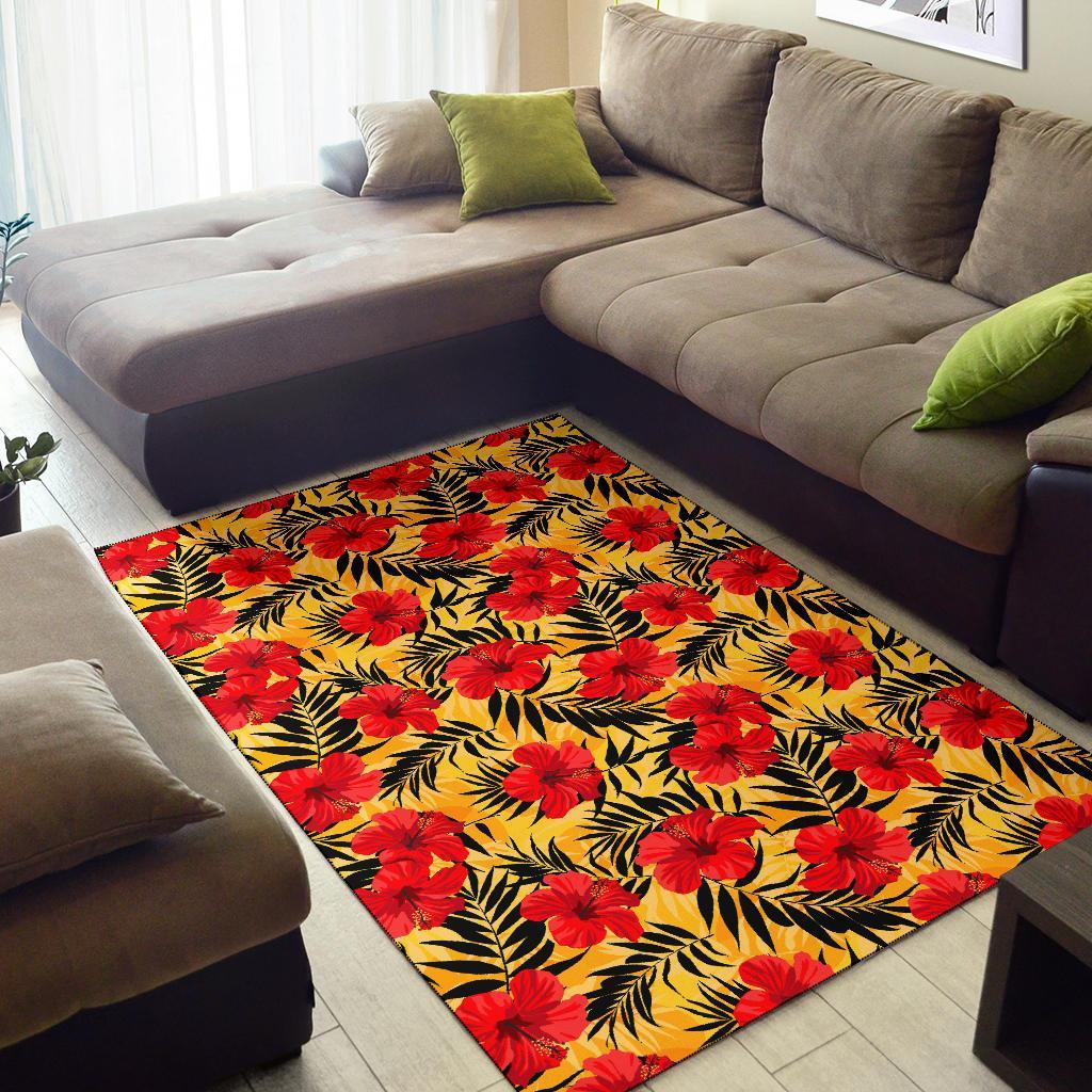 Tropical Flowers And Palm Leaves Rug - Polynesian Pride