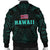 Hawaii Wild Boar Kamapua'a Men's Bomber Jacket - Turquoise - Hawaiian Mythology Style - Polynesian Pride