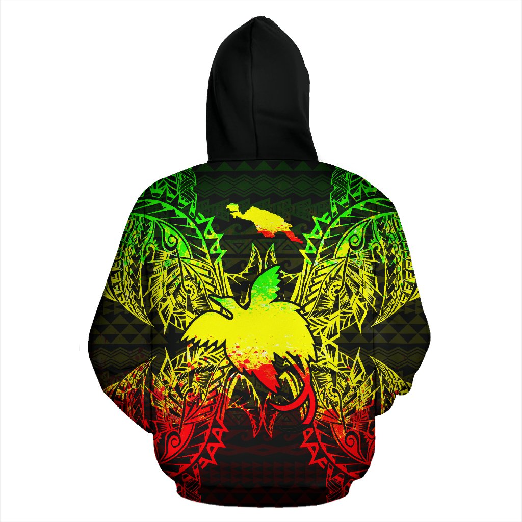 Papua New Giunea Polynesian All Over Zip up Hoodie Map Reggae - Polynesian Pride